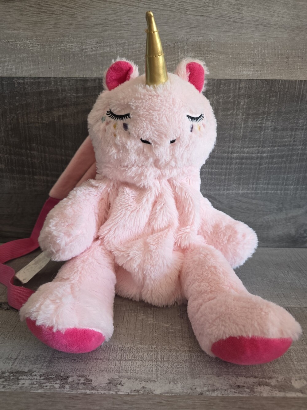Pink Unicorn 16” Plush Backpack Stuffed Animal Toy Zippered b212